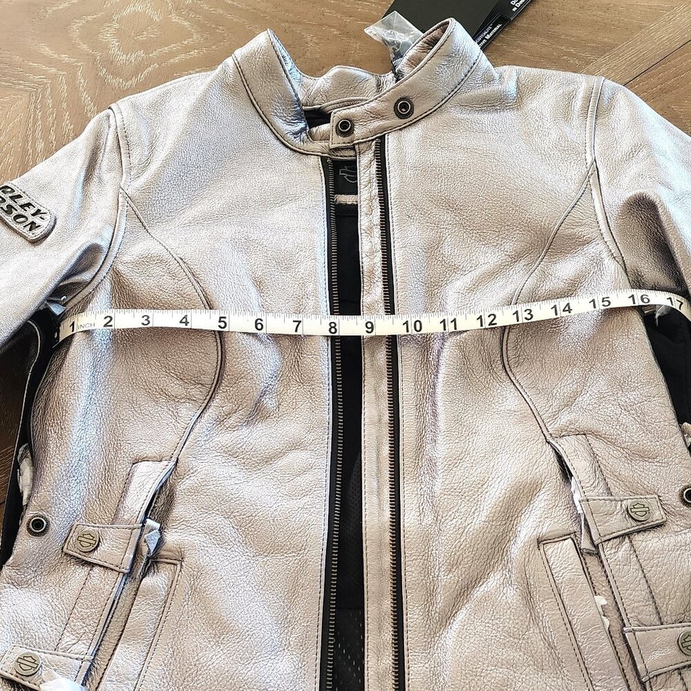 Harley Davidson triple vent genuine metallic leather riding jacket Size S NEW